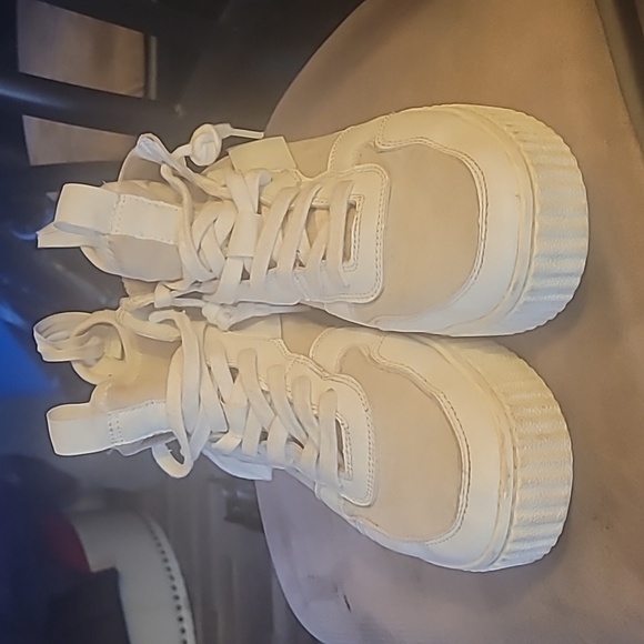 H&M white/grey leather/suede sneaker sz 8.5 - Picture 3 of 4